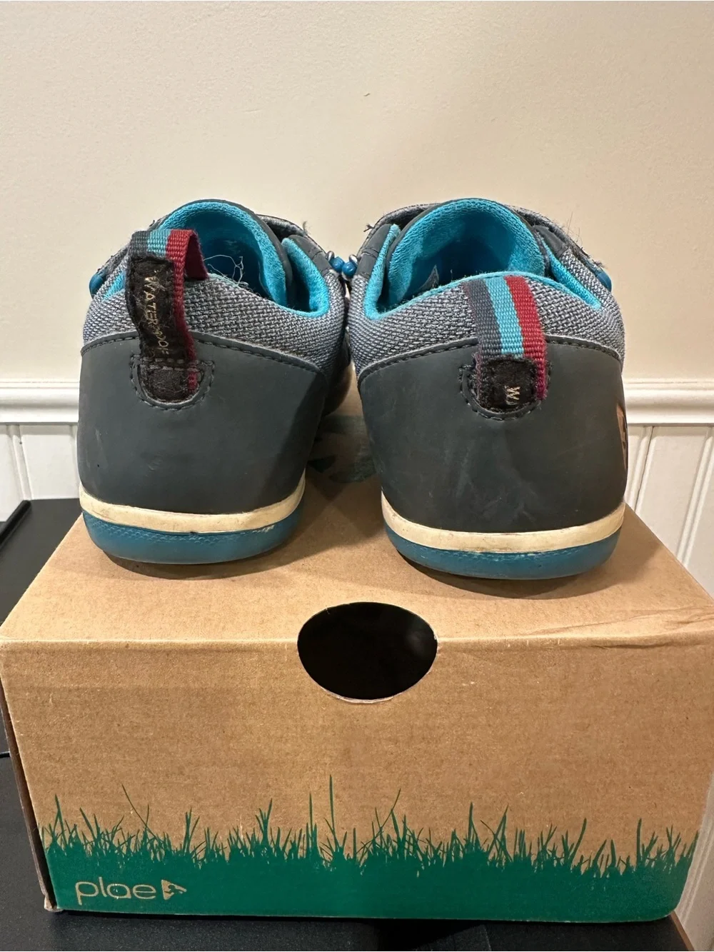 PLAE Kids Dark Gray Sneakers with Teal Accents